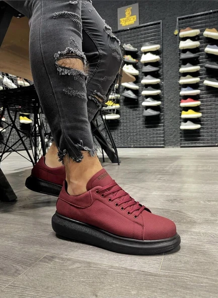Knack Yüksek Taban Günlük Ayakkabı 045 Bordo (Siyah Taban) - 3