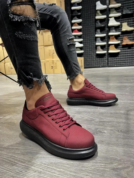 Knack Yüksek Taban Günlük Ayakkabı 045 Bordo (Siyah Taban)