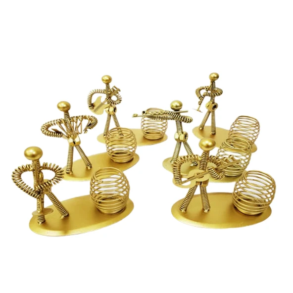 pilelistore Dekoratif Sari Metal Adam Müzisyen Kalemlik