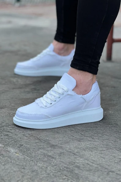 Wagoon WG018 Beyaz Kot Kumaş Erkek Casual Ayakkabı