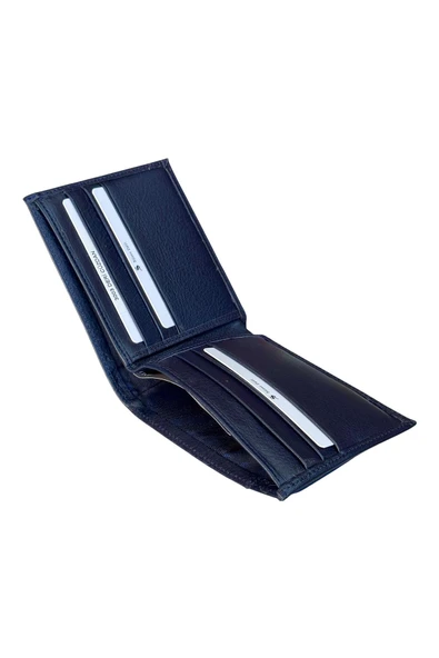 Lacivert Hakiki Deri Çıkarılabilir Kartlıklı Yatay Klasik Erkek Cüzdan - 3003-Laci - Resim 4