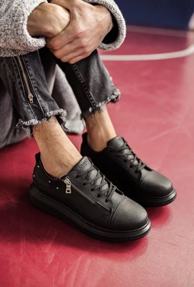 Knack Yüksek Taban Günlük Ayakkabı 555 Siyah (Siyah Taban)