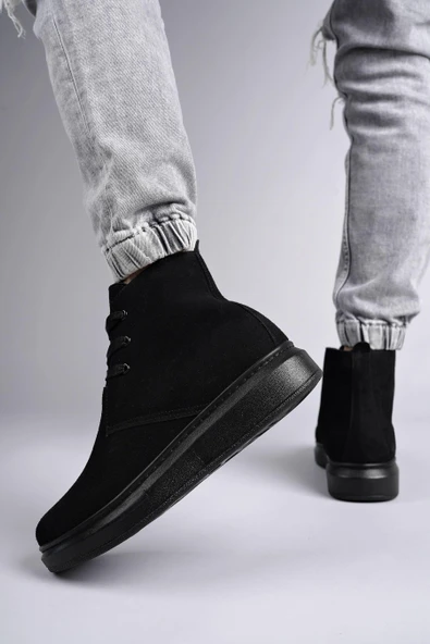 SLW207 Oslo Bağcıklı Süet Erkek Günlük Spor Bot ST - Siyah - 3
