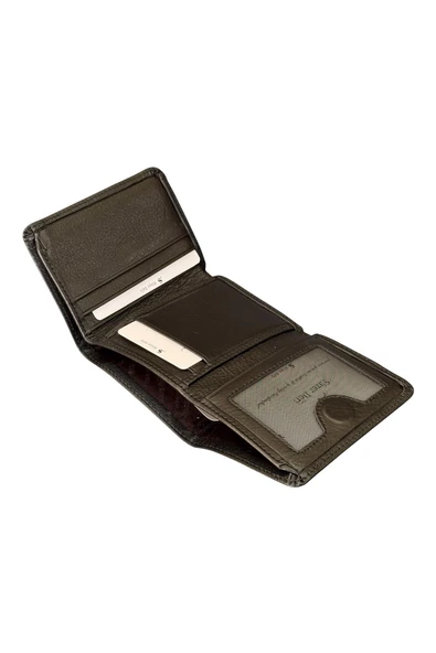 Siyah Mıknatıslı Üçe Katlanır Model Hakiki Deri Spor Erkek Cüzdan - 3018-Siyah - Resim 5