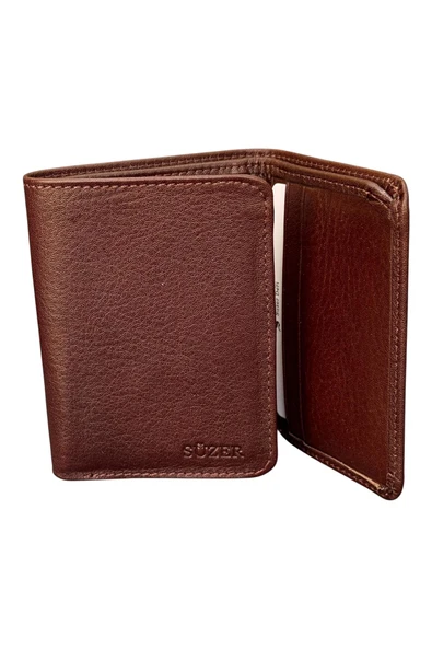 Kahverengi Mıknatıslı Üçe Katlanır Model Hakiki Deri Spor Erkek Cüzdan - 3018-Kahve - Resim 2