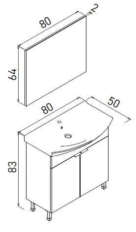 Orka Purus 80 cm Mat Antrasit Düz Aynalı Banyo Dolabı Takımı ve Boy Dolabı (Ayaklı) - Resim 2