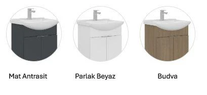 Orka Purus 100 cm Mat Antrasit Düz Aynalı Banyo Dolabı Takımı (Asma) - Resim 3