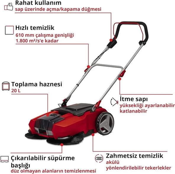 Einhell TE-SW 18/610 Li Solo Akülü Zemin Temizleme - Resim 2