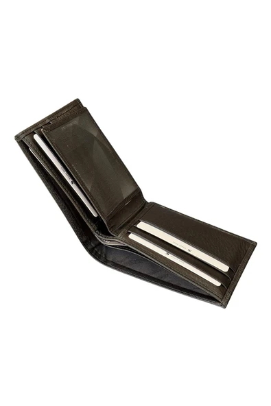 Siyah Hakiki Deri Ayrılabilir İç Bölmeli Yatay Model Klasik Erkek Cüzdan  3017-Siyah - Resim 3