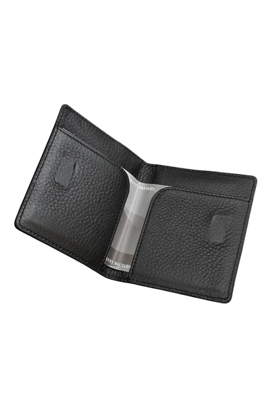 Siyah Hakiki Deri İkiye Katlanır Model Mıknatıslı İnce Kredi Kartlık - 3042-Siyah - Resim 4