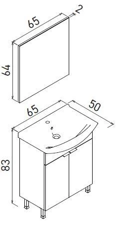 Orka Purus 65 cm Budva Düz Aynalı Banyo Dolabı Takımı ve Boy Dolabı (Ayaklı) - Resim 2