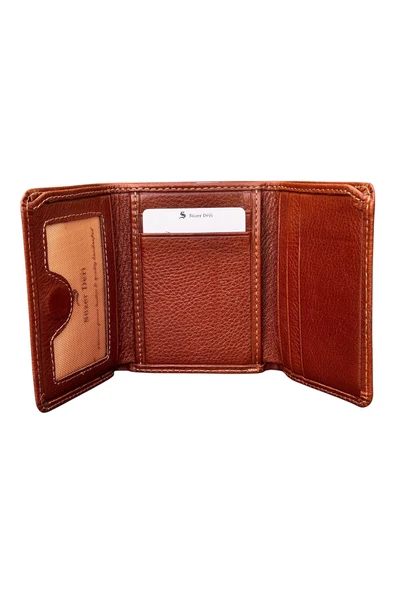 Taba Mıknatıslı Üçe Katlanır Model Hakiki Deri Spor Erkek Cüzdan - 3018-Taba - Resim 4