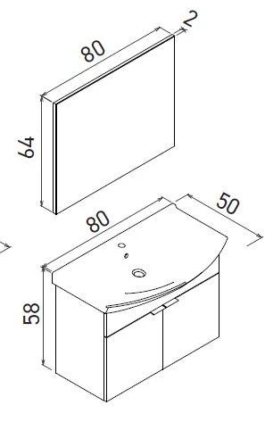 Orka Purus 80 cm Mat Antrasit Düz Aynalı Banyo Dolabı Takımı (Asma) - Resim 2