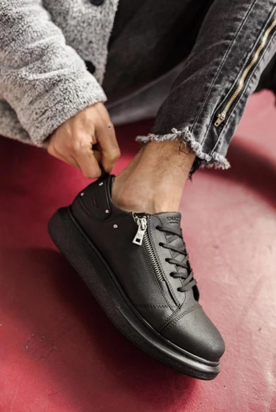 Knack Yüksek Taban Günlük Ayakkabı 555 Siyah (Siyah Taban) - 3