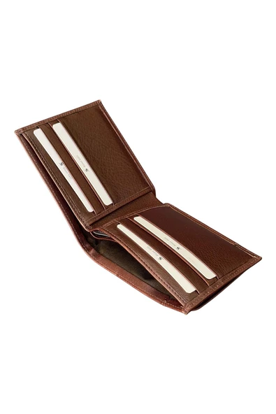 Kahverengi Hakiki Deri Çıkarılabilir Kartlıklı Yatay Klasik Erkek Cüzdan - 3003-Kahve - Resim 4