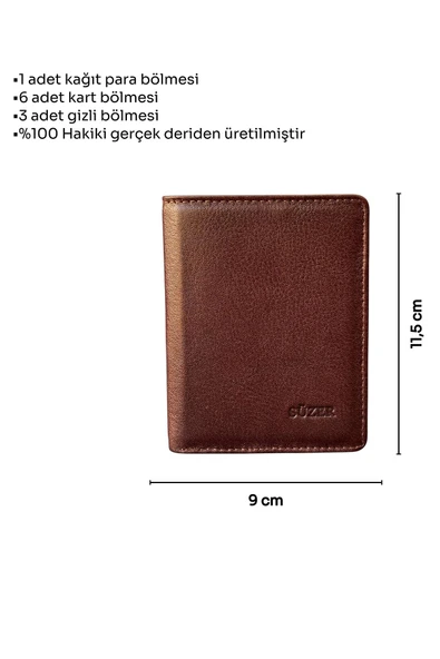 Kahverengi Mini Boy Dikey Model İnce Erkek Cüzdan - 3040-Kahve - Resim 4