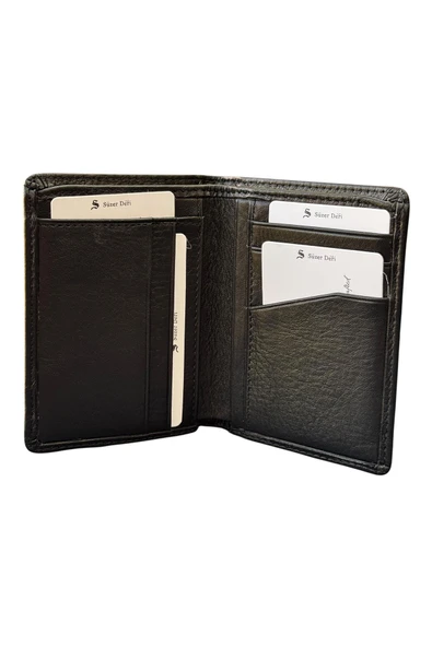 Siyah Mini Boy Dikey Model İnce Erkek Cüzdan - 3040-Siyah ürün görseli