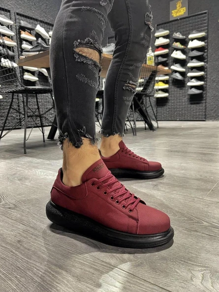 Knack Yüksek Taban Günlük Ayakkabı 045 Bordo (Siyah Taban) - 2