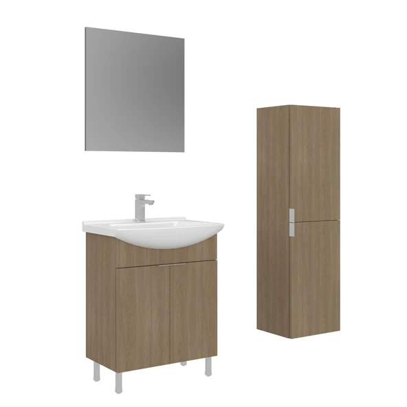 Orka Purus 65 cm Budva Düz Aynalı Banyo Dolabı Takımı ve Boy Dolabı (Ayaklı) ürün görseli