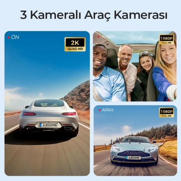 Azdome S58 4K 3 Kameralı 4G LTE Canlı Takip SOS Butonlu Araç Kamerası - 6