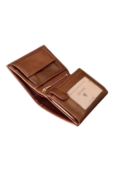 Kahverengi Hakiki Deri Fermuarlı ve Madeni Para Bölmeli Dikey Klasik Erkek Cüzdan - 3002-Kahve ürün görseli
