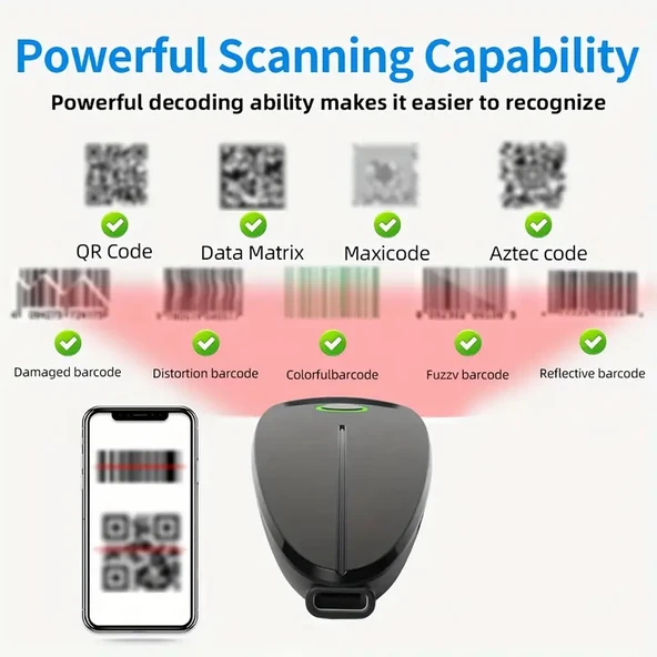 Refox W7 1100mAh 1D 2D QR Bluetooth Wireless Barkod Okuyucu - 4