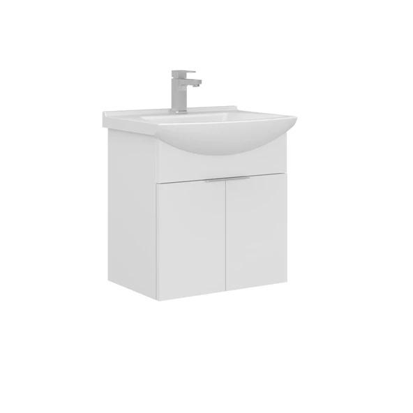 Orka Purus 55 cm Parlak Beyaz Banyo Dolabı Alt Modül Lavabo (Asma) ürün görseli