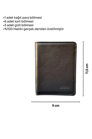 Siyah Mini Boy Dikey Model İnce Erkek Cüzdan - 3040-Siyah - Resim 4
