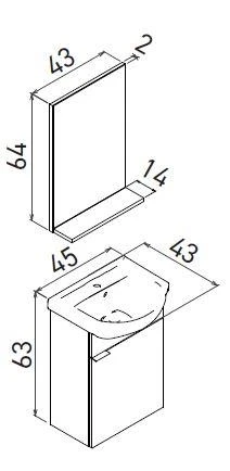 Orka Purus 45 cm Parlak Beyaz Düz Aynalı Banyo Dolabı Takımı (Asma) - Resim 3