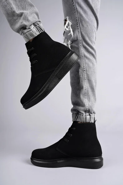 SLW207 Oslo Bağcıklı Süet Erkek Günlük Spor Bot ST - Siyah - 4