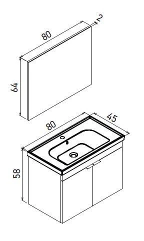 Orka Desna 80 cm Çöl Beji Düz Aynalı Banyo Dolabı Takımı ve Boy Dolabı - Resim 2