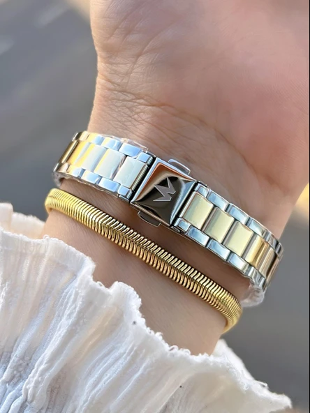 Wesse 2 Yıl Garantili Çelik Kordon 3 Atm Suya Dayanıklı Kadın Kol Saati+Bileklik BYW.115402.3 - Resim 3