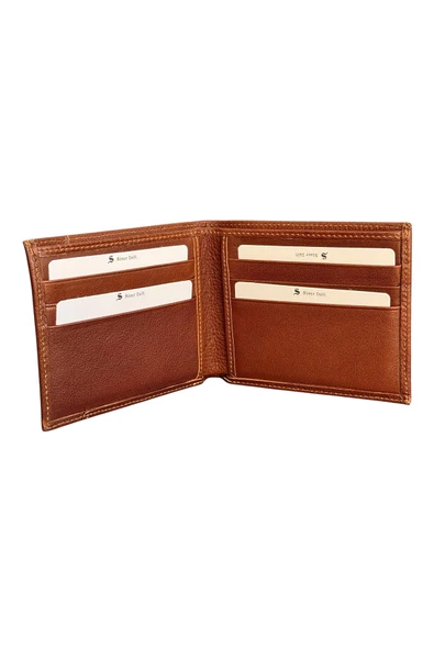 Taba Hakiki Deri Çıkarılabilir Kartlıklı Yatay Klasik Erkek Cüzdan - 3003-Taba - Resim 3