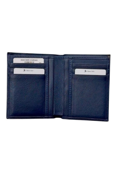 Lacivert Hakiki Deri Çıkarılabilir Kartlıklı Dikey Model Spor Erkek Cüzdan - 3043-Lacivert - Resim 3