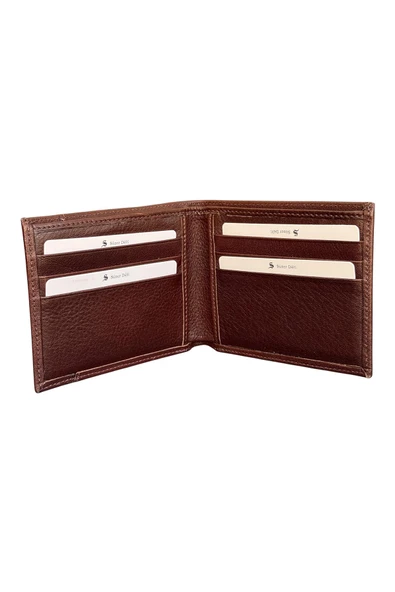 Kahverengi Hakiki Deri Çıkarılabilir Kartlıklı Yatay Klasik Erkek Cüzdan - 3003-Kahve - Resim 3