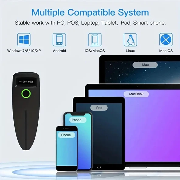 Refox W7 1100mAh 1D 2D QR Bluetooth Wireless Barkod Okuyucu - 6