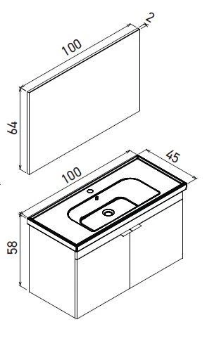Orka Desna 100 cm Mat Antrasit Düz Aynalı Banyo Dolabı Takımı ve Boy Dolabı - Resim 2