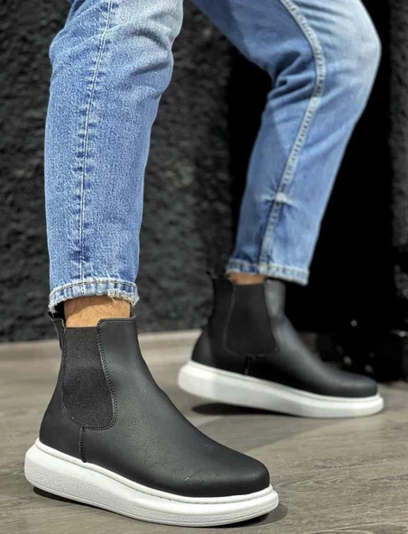 Knack Yüksek Taban Ayakkabı 111 Siyah (Beyaz Taban) - 2