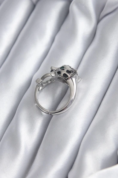 pilelistore Gümüş Renk Kaplan Model Zirkon Taş Detay VİP Kadın Yüzük - TJ-BYK2854 - 2