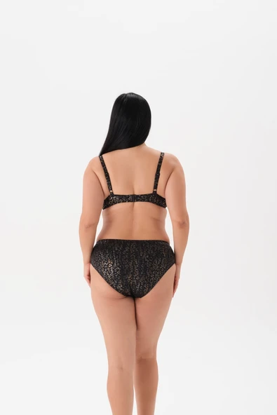 Büyük Beden Kaplı Balenli Parlak Leopar Bikini Takım - Resim 3