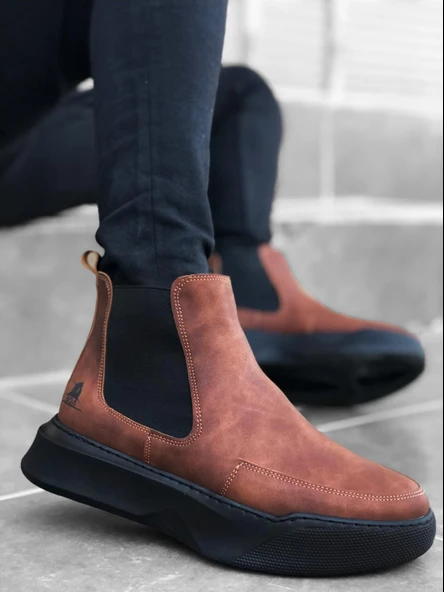 BA0150 Bağcıksız Bantlı Erkek Yüksek Taban Taba Spor Bot - 3