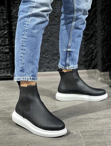 Knack Yüksek Taban Ayakkabı 111 Siyah (Beyaz Taban) - 3