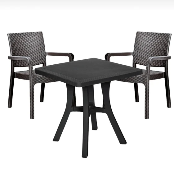 Troya 2 Kişilik Plastik Masa Sandalye Takımı Bahçe, Balkon ve Kafe İçin İdeal ürün görseli 1