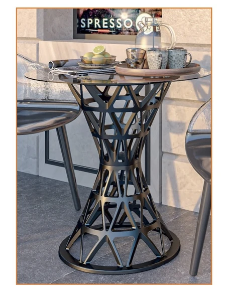 Eifel Lüks 70 cm Camlı Yuvarlak Masa Şık, Modern ve Her Alana Uygun Tasarım - Resim 6