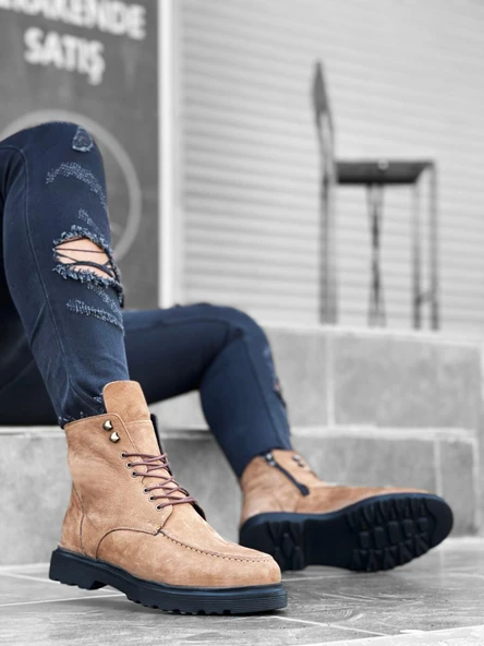 BA0212 İçi Dışı Hakiki Nubuk Deri Taba Erkek Bot ürün görseli