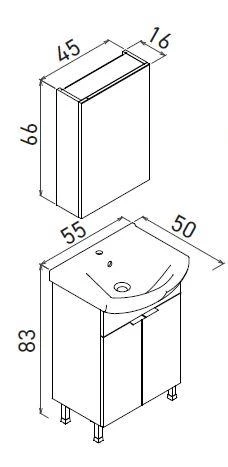 Orka Purus 55 cm Parlak Beyaz Ayna Dolaplı Banyo Dolabı Takım (Ayaklı) - Resim 3