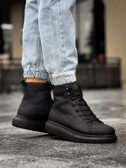 Knack Yüksek Taban Ayakkabı B-080 Siyah (Siyah Taban) - Resim 5