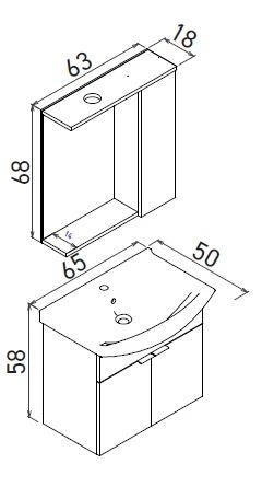 Orka Purus 65 cm Budva Spot Aynalı Banyo Dolabı Takım ve Boy Dolabı (Asma) - Resim 2