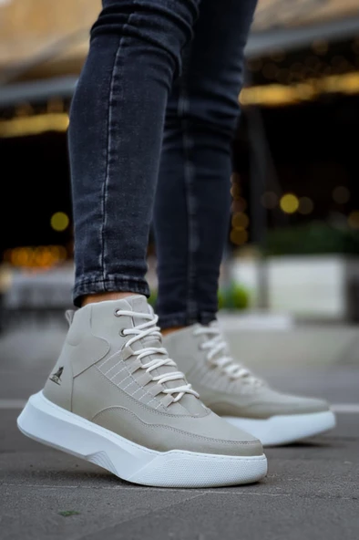 BA0318 Bağcıklı Erkek Yüksek Taban Gri Taban Spor Bot - 6