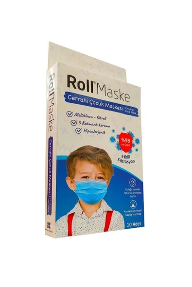 Roll Maske Çocuk (ERKEK) 1 Kutu (KUTU İÇERİSİNDE 10 ADET) ürün görseli 1